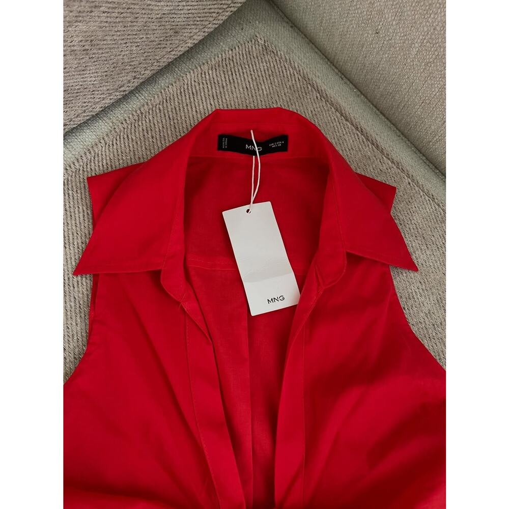 Mango NWT Red Cotton Cutout A-Line Maxi Dress 6 8 - Picture 15 of 16